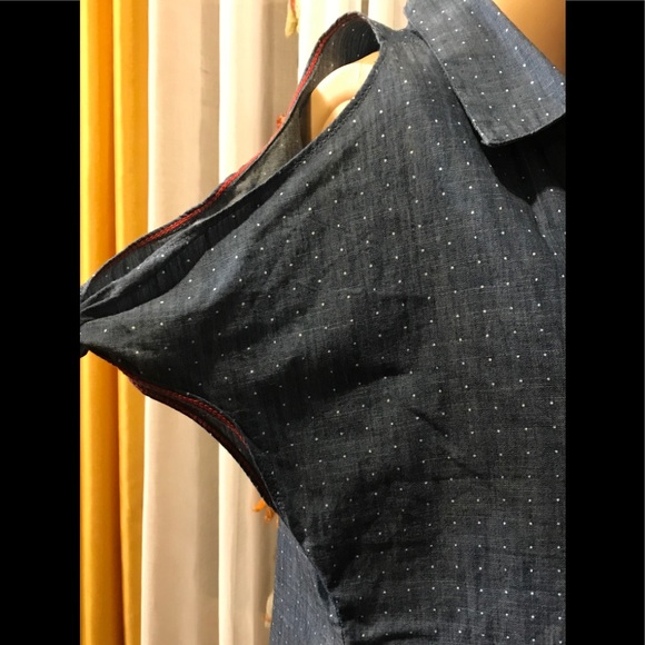 ❤️NWT Anthropologie Holding Horses Denim Polka Dot Shirt 4❤️ - Picture 8 of 11
